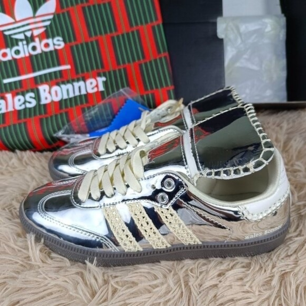 adidas Silver and Cream Sneakers